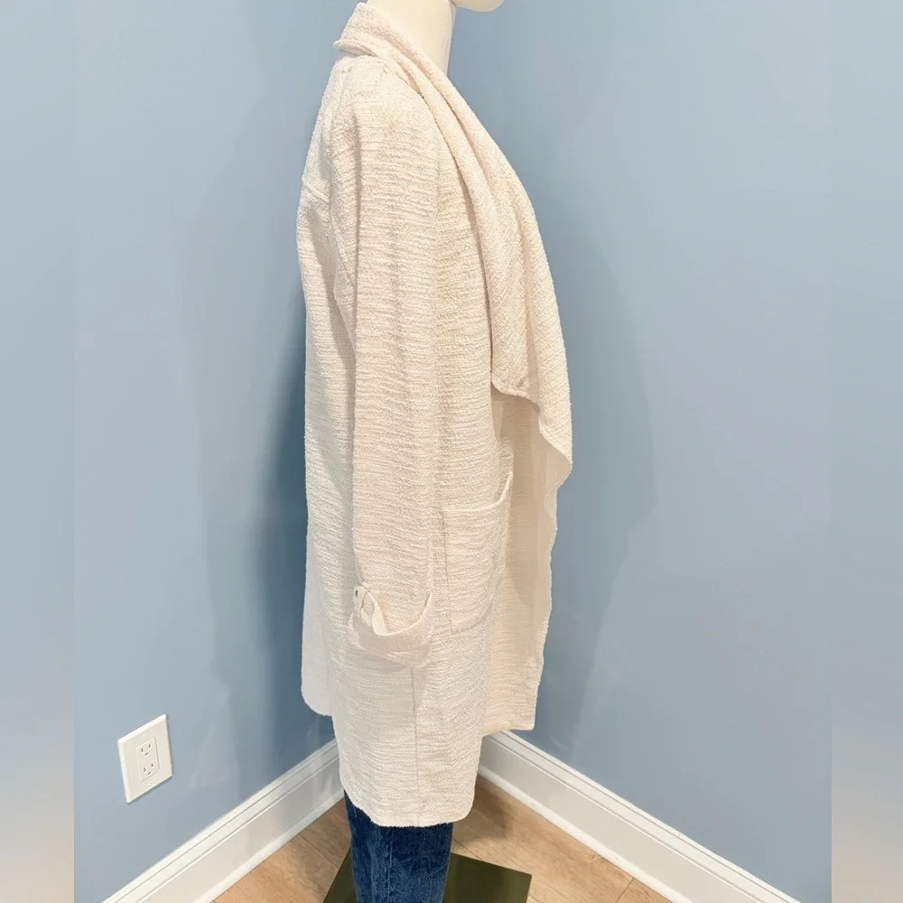 Cupcakes and Cashmere Ivory Textured Coat Women’s Large Open Front Long Jacket - Picture 3 of 7